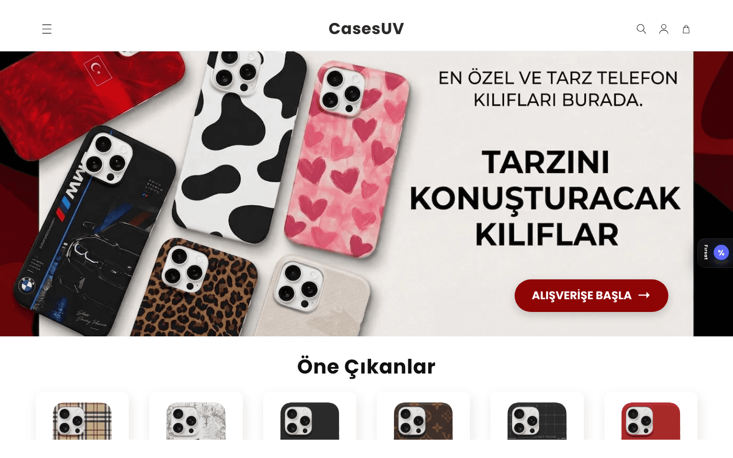 CaseSuv web sitesinin ana sayfası