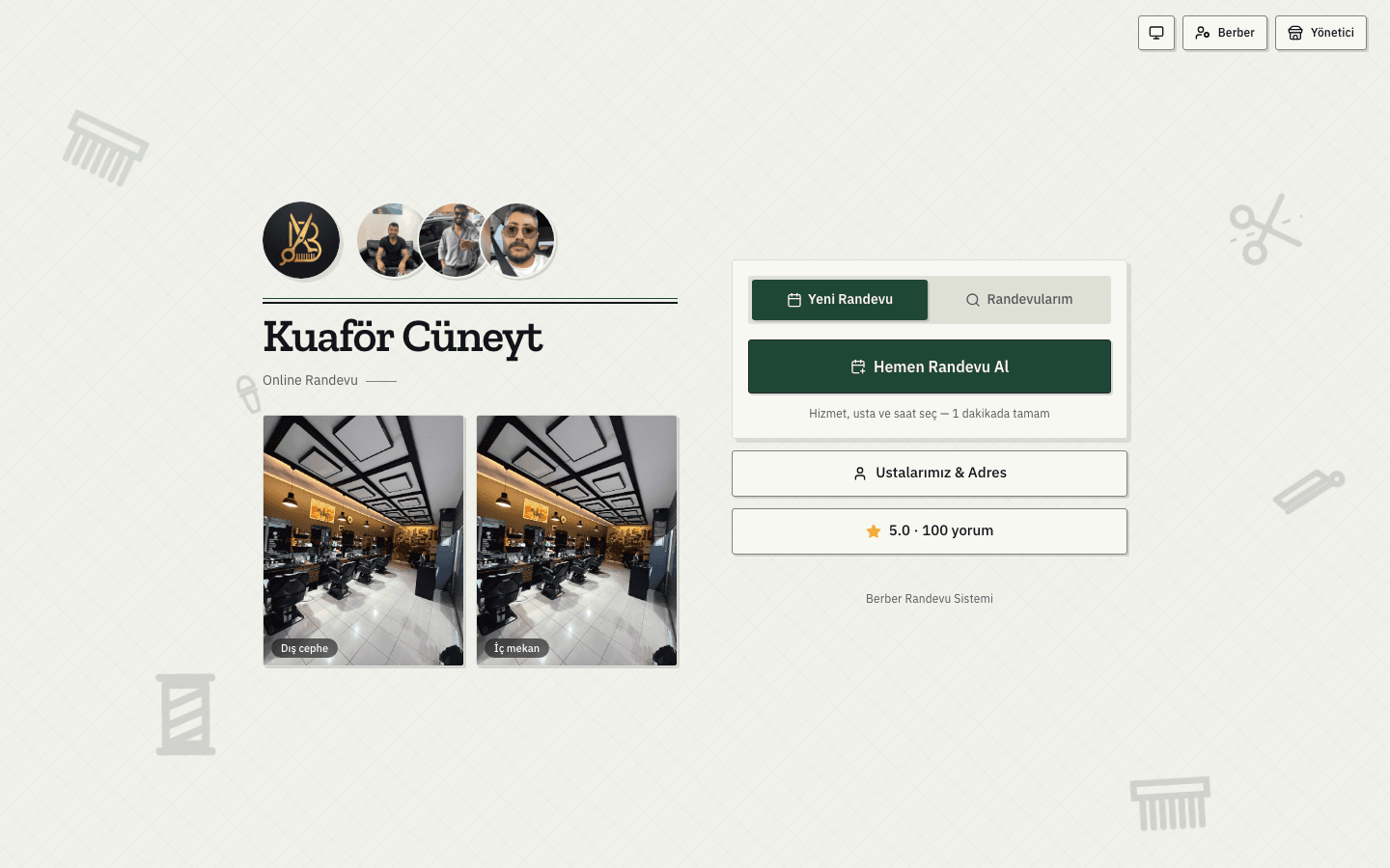 Kuaför Cüneyt randevu sitesi