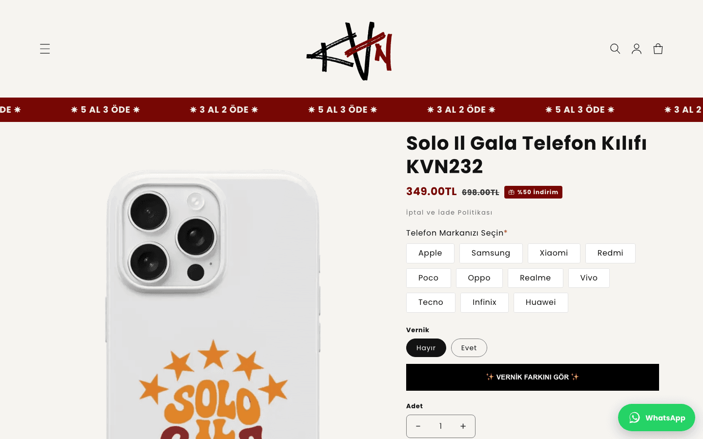 KVN Case ürün sayfası