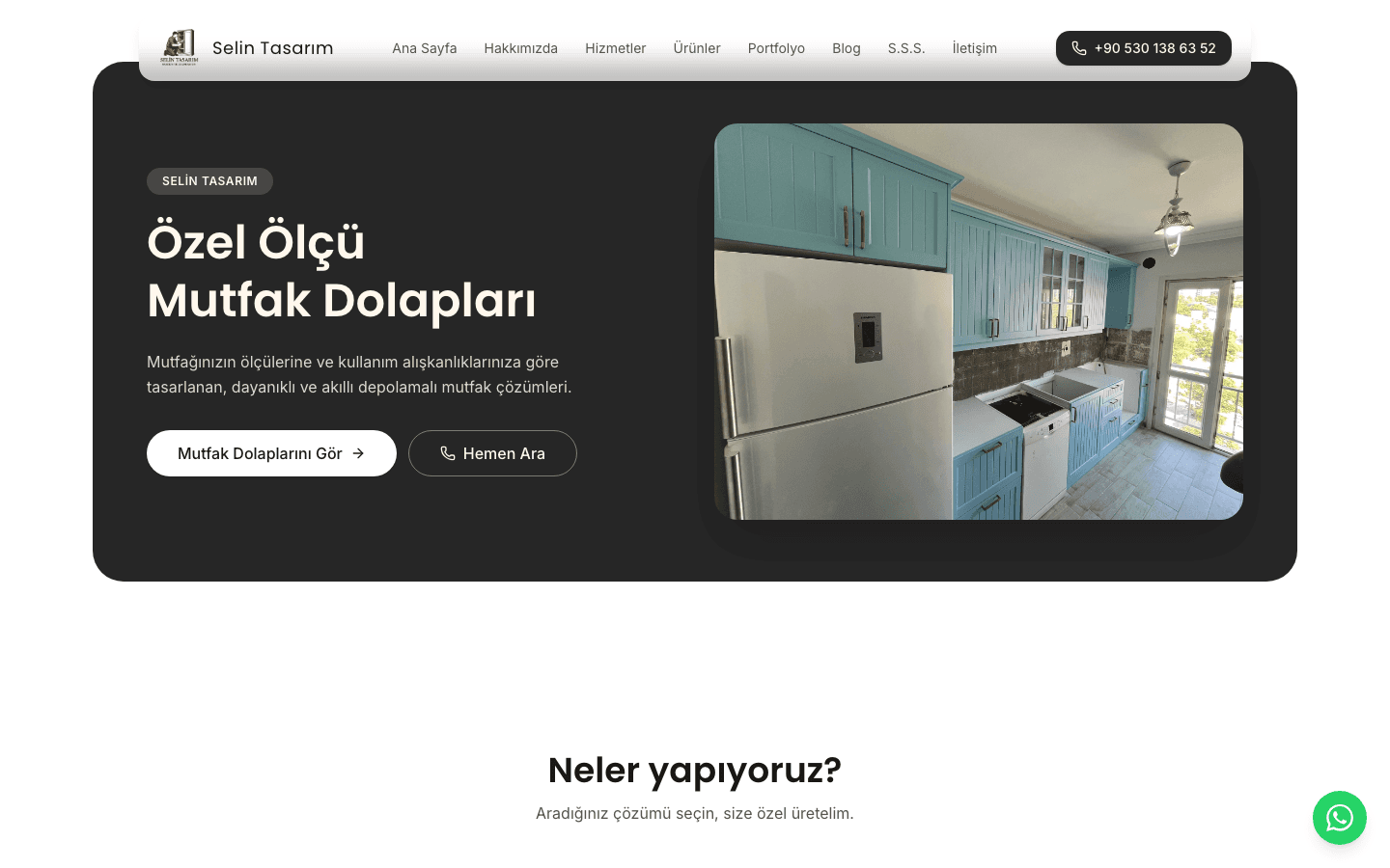 Selin Tasarım web sitesinin ana sayfası